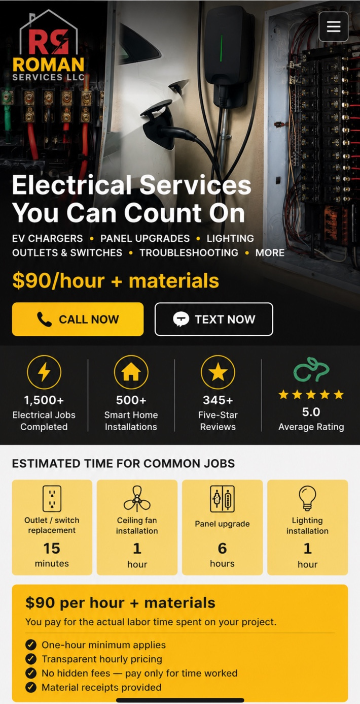 Roman Services LLC mobile home page